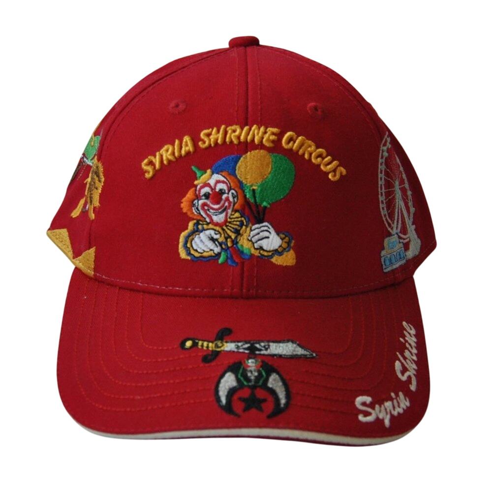 Syria Shrine Circus Vintage Red Embroidered Hat w/ Adjustable Strap